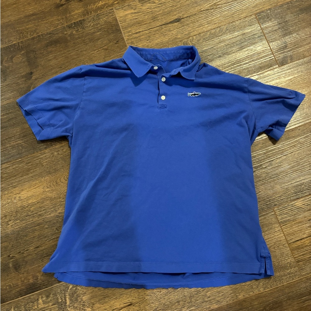 Patagonia Fish Trout Fitz Roy Polo Golf Shirt Men's M Blue/Purple Short Sleeve